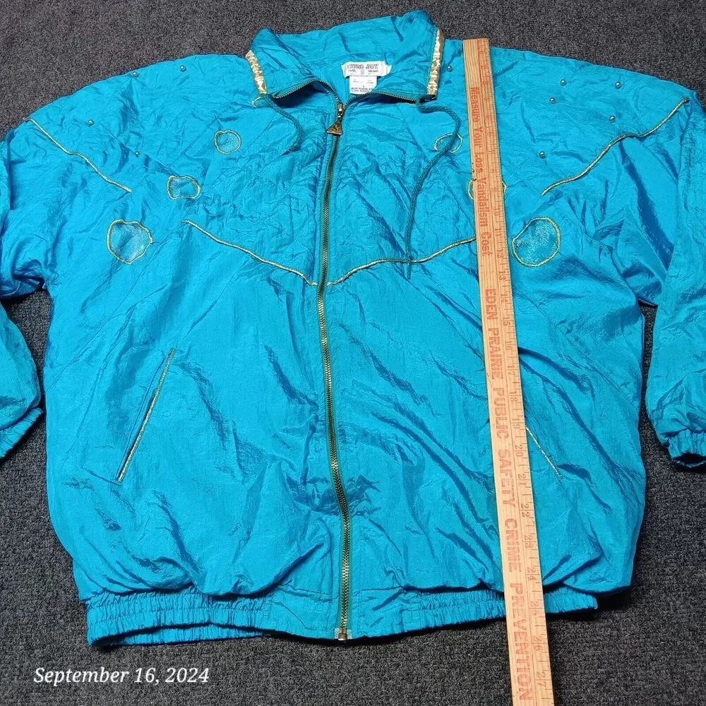 Vintage Euro‎ Joy Windbreaker Lightweight Jacket Women Large Blue